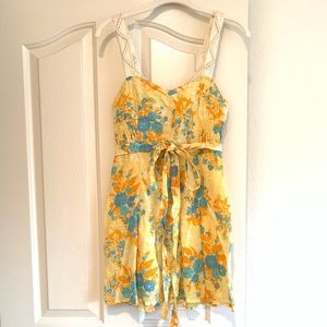 Free People Yellow Flowered Sun Dress